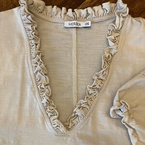 Mersea Women's Beige Ruffle Blouse